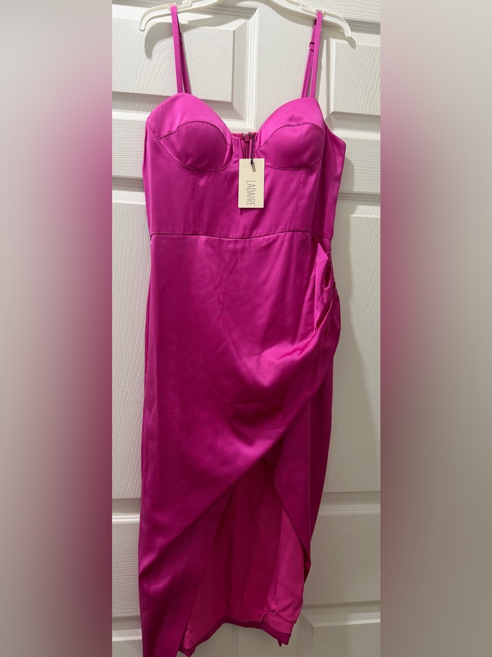 Ladiare Fuchsia Satin Bustier Dress